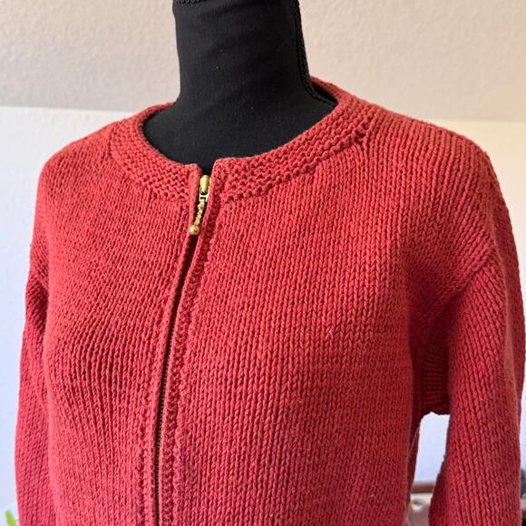 Rico chunky knit sweater zip up cardigan sz m fairy grunge boho cotton autumn - Picture 5 of 8